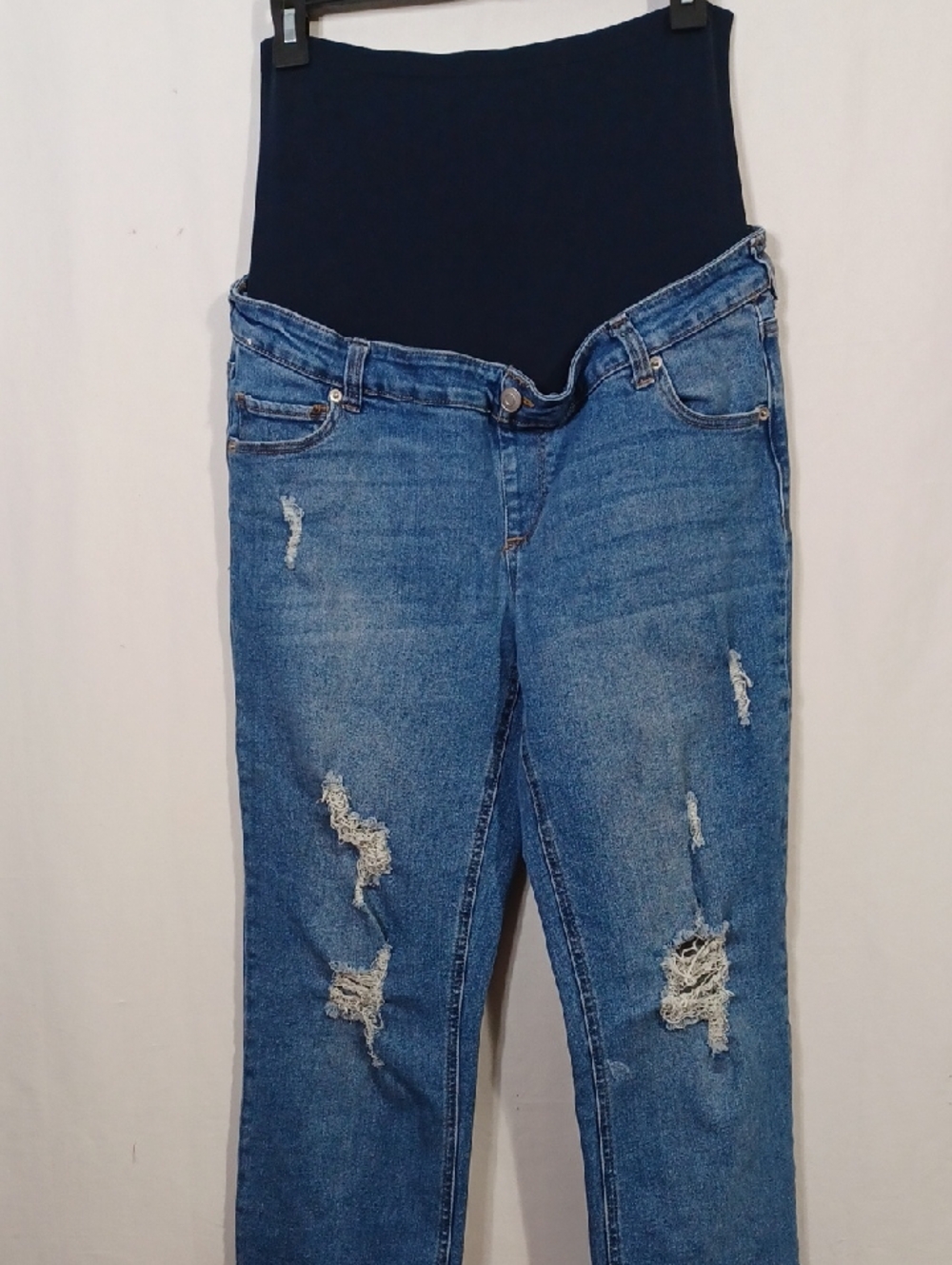 Time and Tru Blue Skinny Maternity Jeans with Black Support Panel
